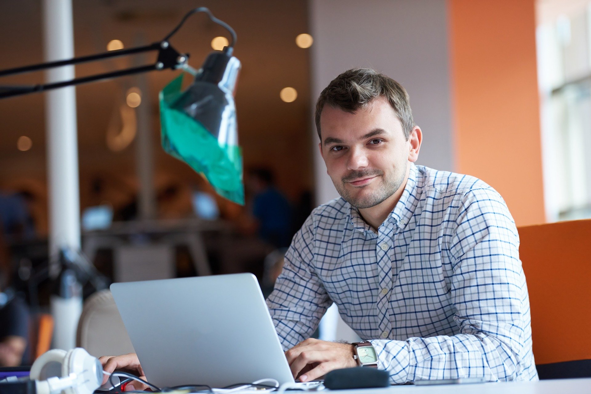 man on computer